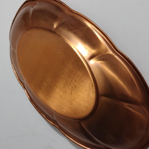 Vintage Copper Etched Tray Platter Bowl - Picture 3 of 9